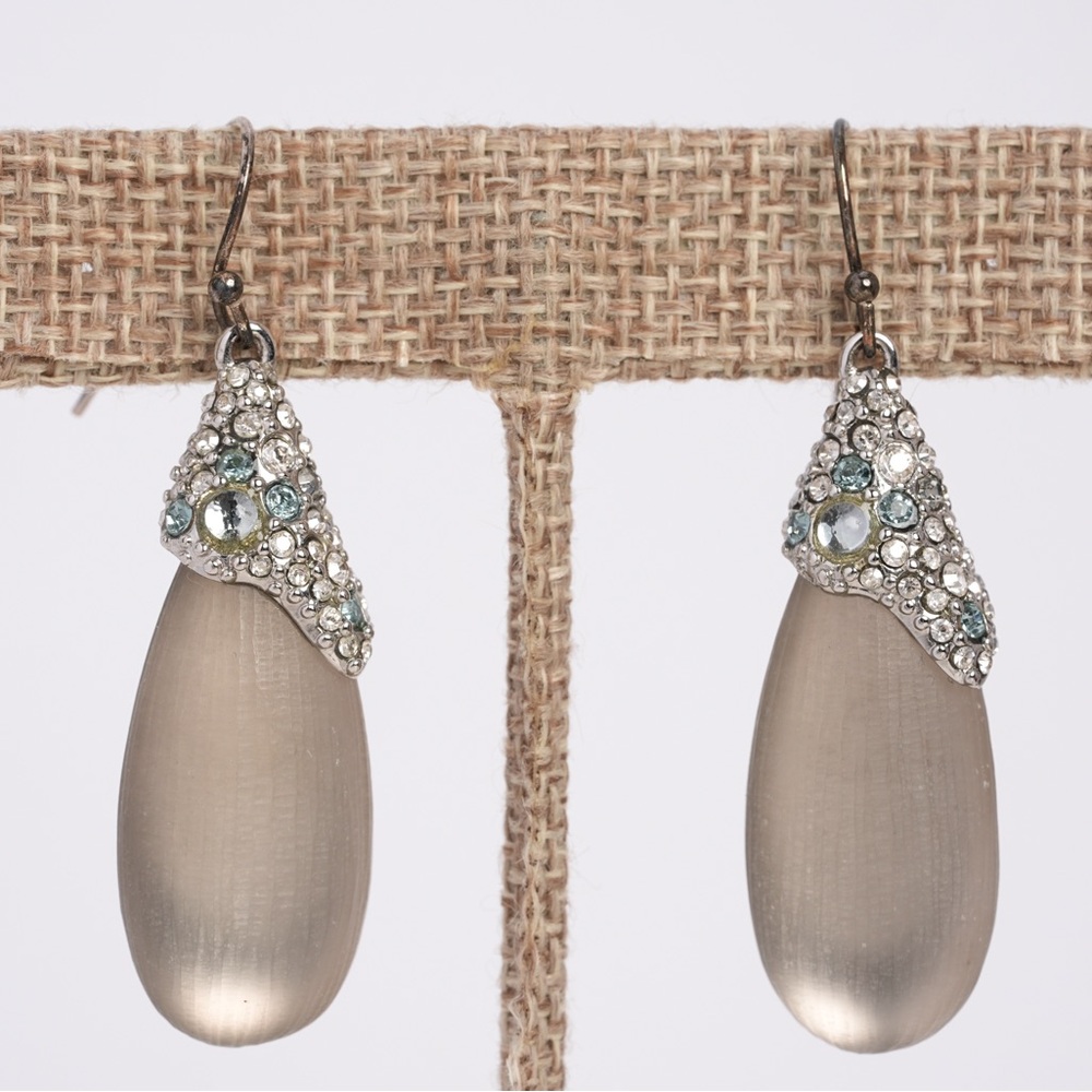 Alexis Bittar Champagne Lucite teardrop earrings with crystal accents #26